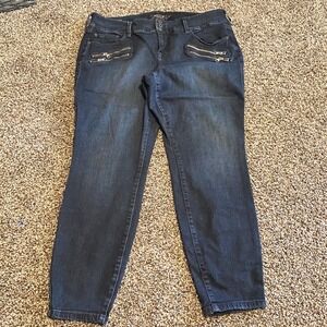 Torrid Jeggings Edgy Biker Aesthetic Jeans Women 22R Dark Wash Zipper Pockets